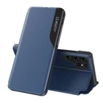 Eco Leather View Case Hülle für Samsung Galaxy S25 Ultra mit Klappe und Ständer – blau