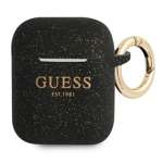 Guess Apple GUA2SGGEK AirPods Hülle schwarz / schwarz Silikon Glitzer