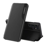 Eco Leather View Case Hülle für Samsung Galaxy S25 Ultra mit Klappe und Ständer – Schwarz