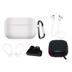 Silikonhüllen-Set für AirPods Pro 2 / AirPods Pro 1 + Hülle / Ohrbügel / Umhängeband / Uhrenarmbandhalter / Karabiner | Weiss