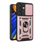 Hybrid Armor Camshield-Hülle mit Kameraabdeckung und Metallring für Samsung Galaxy S25 – Pink
