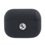 BMW Apple AirPods Pro Hülle Geniune Leder Silber Logo Marineblau Tasche