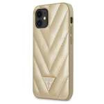 Hülle GUESS Apple iPhone 12 Mini V-Quilted Kollektion GUHCP12SPUVQTMLBE Gold Hardcase