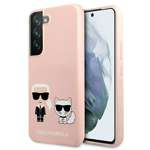Hülle KARL LAGERFELD Samsung Galaxy S22 Plus Silikon Ikonik Karl & Choupette Rosa Hartcase