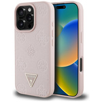 Etui Guess Grained Hot Stamp Peony       Triangle Logo MagSafe do iPhone 16 Pro Max różowy