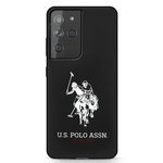 US POLO Samsung Galaxy S21 Ultra Silicone Logo Hülle USHCS21LSLHRBK Schwarzes Gehäuse