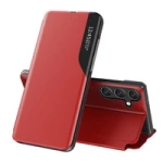 Eco Leather View Case Hülle für Samsung Galaxy S25+ mit Klappe und Ständer – rot