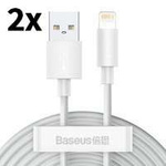 Baseus 2x Kabel Schnellladen Ladekabel Datenkabel USB - Lightning Power Delivery 2,4 A 1,5 m weiß (TZCALZJ-02)