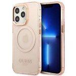Hülle GUESS Apple iPhone 13 Pro Max Gold Outline Transluzent MagSafe Rosa Hartcase