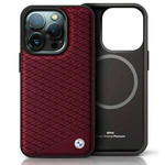Hülle BMW iPhone 16 Pro Max 6.9" rot/rot hartcase Schild Leder Diamant Metall Logo MagSafe