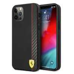 Hülle FERRARI Apple iPhone 12 Pro Max On Track Carbon Stripe Schwarz Hardcase