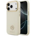 Etui Guess Grained Strass Logo MagSafe   do iPhone 17 Pro beżowy