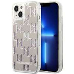 Hülle KARL LAGERFELD Apple iPhone 14 Plus Liquid Glitter Monogramm Silber Hartcase