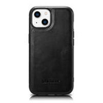 iCarer Leather Oil Wax case covered with natural leather for iPhone 14 Plus (MagSafe compatible) schwarz (WMI14220719-BK)