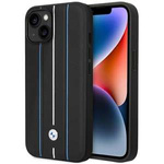 Hülle BMW BMHCP14S22RVSK iPhone 14 6.1" schwarz/schwarz hartcase Lederstempel Blaue Linien