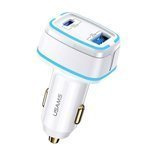 USAMS Autoladegerät 1xUSB 1xUSB-C C24 120W Schnellladung Weiß