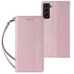 Magnetband-Hülle für Samsung Galaxy S22 Ultra-Brieftasche + Mini-Lanyard-Anhänger Pink