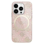 Etui Guess iPhone 16 Pro 6.3"  różowy/pink hardcase IML Peony On 4G Background MagSafe