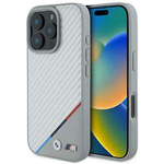 Hülle BMW iPhone 16 Pro Max 6,9" grau/grau hartcase M Carbon Tricolor Line MagSafe