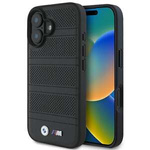 Hülle BMW iPhone 16 6.1" schwarz/schwarz hartcase M Perforated And Stitched Line MagSafe