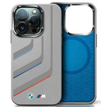 Hülle BMW iPhone 16 Pro Max grau/grau hartcase Silikonabbiegelinien MagSafe