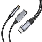TECH-PROTECT ULTRABOOST KABEL ADAPTER TYP-C AUF MINI KLINKE 3.5MM & TYP-C SCHWARZ