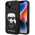 Hülle KARL LAGERFELD Apple iPhone 14 Plus Glitter Flocken Ikonik Schwarz Hartcase