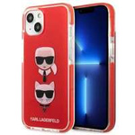 Hülle KARL LAGERFELD Apple iPhone 13 Mini Karl&Choupette Kopf Rot Hartcase