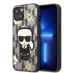 Hülle KARL LAGERFELD Apple iPhone 13 Blume Iconic Karl Grau Case