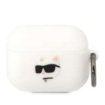Karl Lagerfeld KLAPRUNCHH AirPods Pro Hülle weiß/weiß Silikon Choupette Head 3D