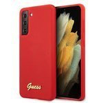 GUESS Samsung Galaxy S21 Plus Silikon Skript Metall Logo GUHCS21MLSLMGRE Rot HardHülle