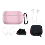 Silikonhüllen-Set für AirPods Pro 2 / AirPods Pro 1 + Hülle / Ohrbügel / Umhängeband / Uhrenarmbandhalter / Karabiner | Rosa