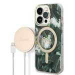 Kit Hülle Guess Case+ Ladegerät iPhone 14 Pro Max 6,7" grün/grün hart case Jungle MagSafe