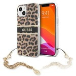 Hülle GUESS Apple iPhone 13 Mini Leopard Gold Kette Braun Hardcase