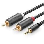 UGREEN 2x RCA Cinch Buchse 3,5 mm AV102 Kabel 1,5m Schwarz