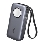 Powerbank 10000mAh Ugreen PB527, 30W, eingebaut kabel USB-C und ladergerät mag netic zu Apple Watch (grau)