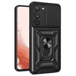Hybrid Armor Camshield Hülle für Samsung Galaxy S23+ gepanzerte Hülle mit Kameraabdeckung schwarz