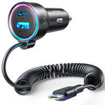 Joyroom Auto-Schnellladegerät 3 in 1 mit USB-Typ-C-Kabel 1,5 m 55 W schwarz (JR-CL07)
