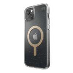 Speck Presidio Perfect-Clear mit Glitter + MagSafe - Hülle iPhone 14 Max mit MICROBAN Beschichtung (Klar / Gold Glitter)