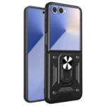 Hybrid Armor Camshield Panzerhülle mit Ständer und Kameraabdeckung für Samsung Galaxy Z Flip 7 - Schwarz