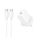 Ładowarka sieciowa Joyroom JR-TCF20 PD 20W (wtyczka UK) z kablem USB-C 1m - biała