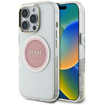 Etui Guess IML Metal Colored Circle Classic Logo MagSafe do iPhone 16 Pro Max różowy