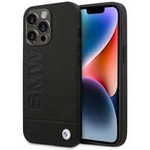 Hülle BMW BMHCP14XSLLBK iPhone 14 Pro Max 6,7" schwarz/schwarz Leder Stempel