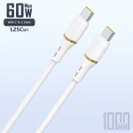 Kabel Dudao L25C USB-C - USB-C silikonowy 60W 1m - biały