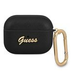 Hülle GUESS Apple AirPods Pro Saffiano Skript Metall Sammlung Schwarz Fall