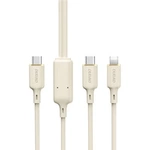Dudao L7SF 2in1 Kabel USB-C - USB-C / Lightning 100W 1,2m - Beige