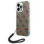 Hülle GUESS Apple iPhone 14 Pro Max 4G Print Strap Braun Hartcase