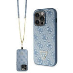 Hülle Guess GUHCP14LP4TDSCPB iPhone 14 Pro 6.1" blau/blau hartcase Crossbody 4G Metall Logo