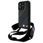 Hülle BMW iPhone 16 schwarz/schwarz hartcase M Edition Carbon Stripe &amp; Strap