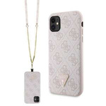 Guess GUHCN61P4TDSCPP iPhone 11 / Xr 6.1" rosa/rosa hartcase Crossbody 4G Metall Logo